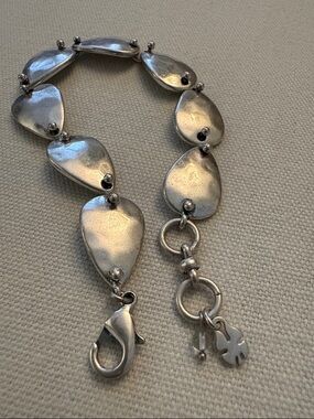 Lucky Brand Silver-Tone Teardrop Link Bracelet